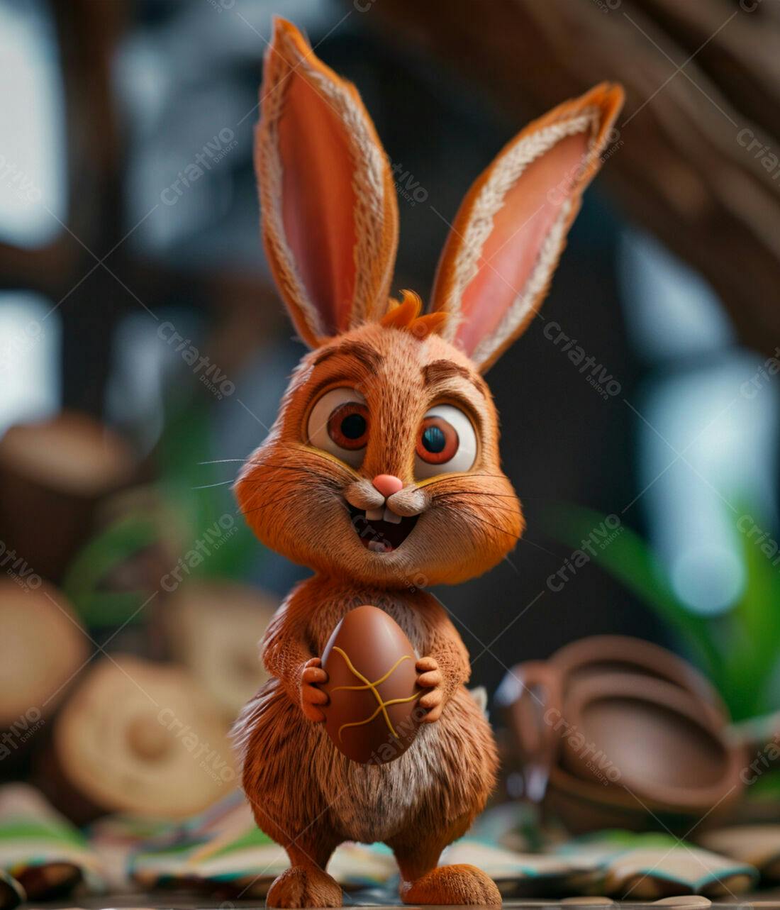 Coelho fofo com ovo de chocolate Páscoa