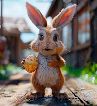 Imagem de um coelhinho fofo segurando um ovo 54