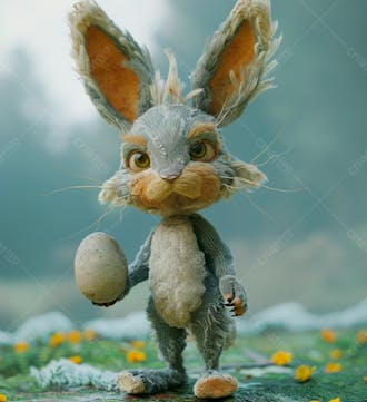 Imagem de um coelhinho fofo segurando um ovo 56