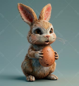 Imagem de um coelhinho fofo segurando um ovo 58