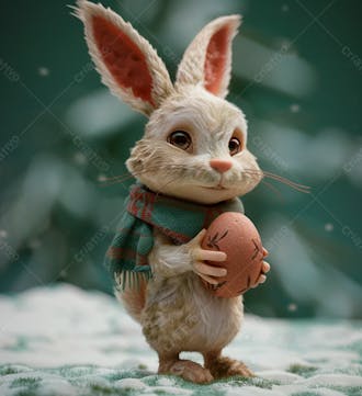 Imagem de um coelhinho fofo segurando um ovo 59