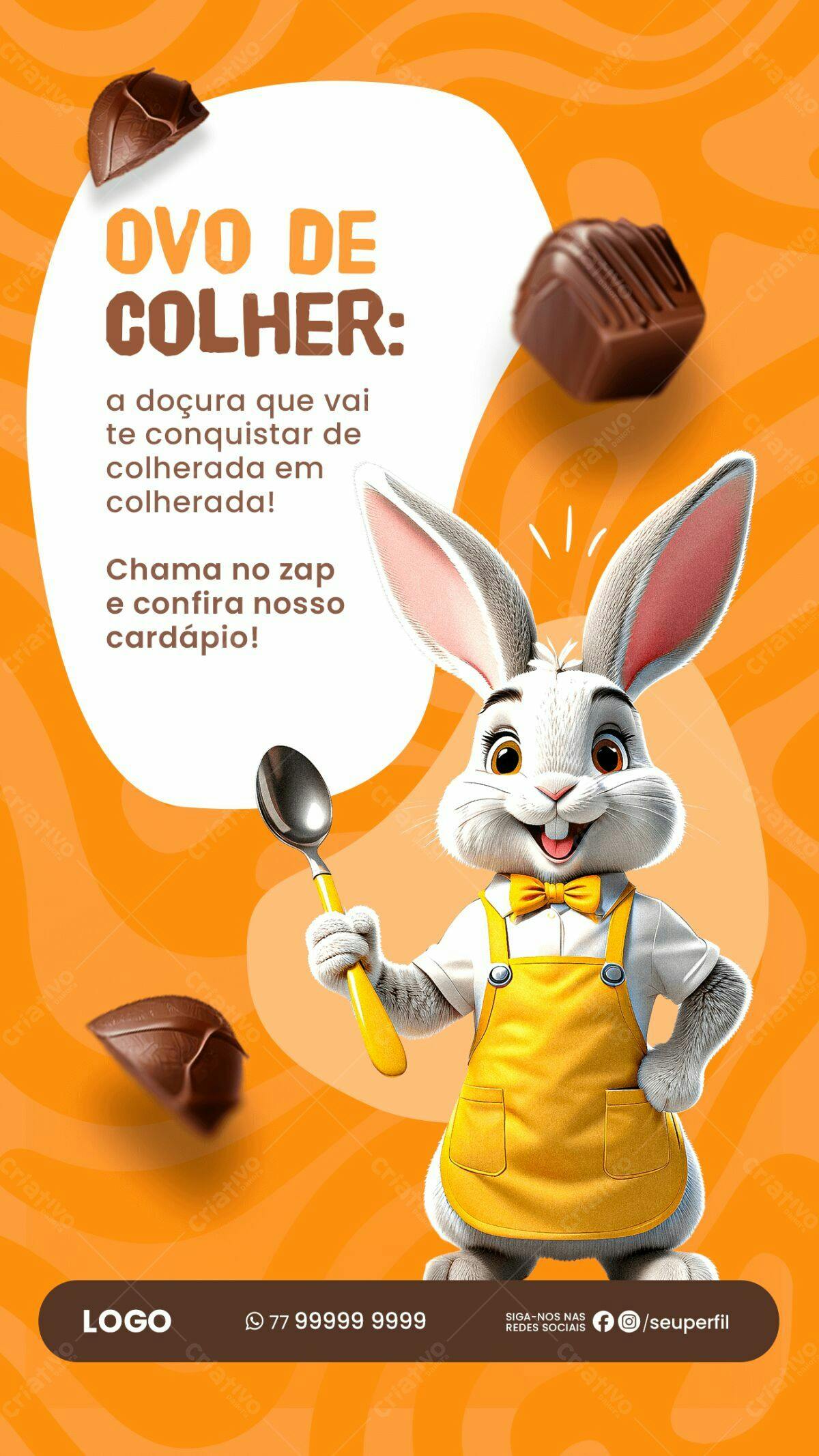 Flyer Páscoa Ovo de Colher PSD Editável