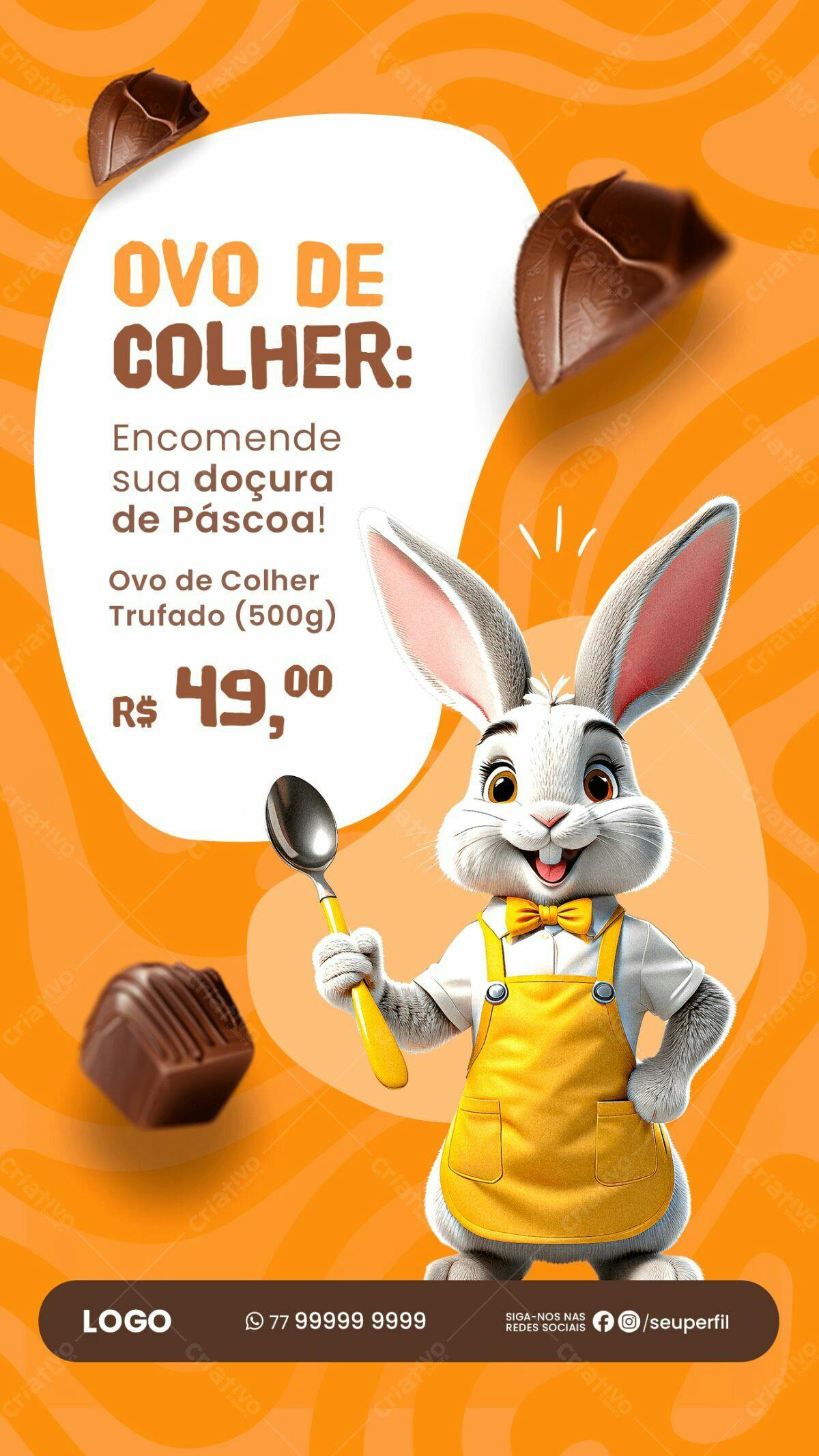 Flyer Páscoa Ovo de Colher PSD Editável