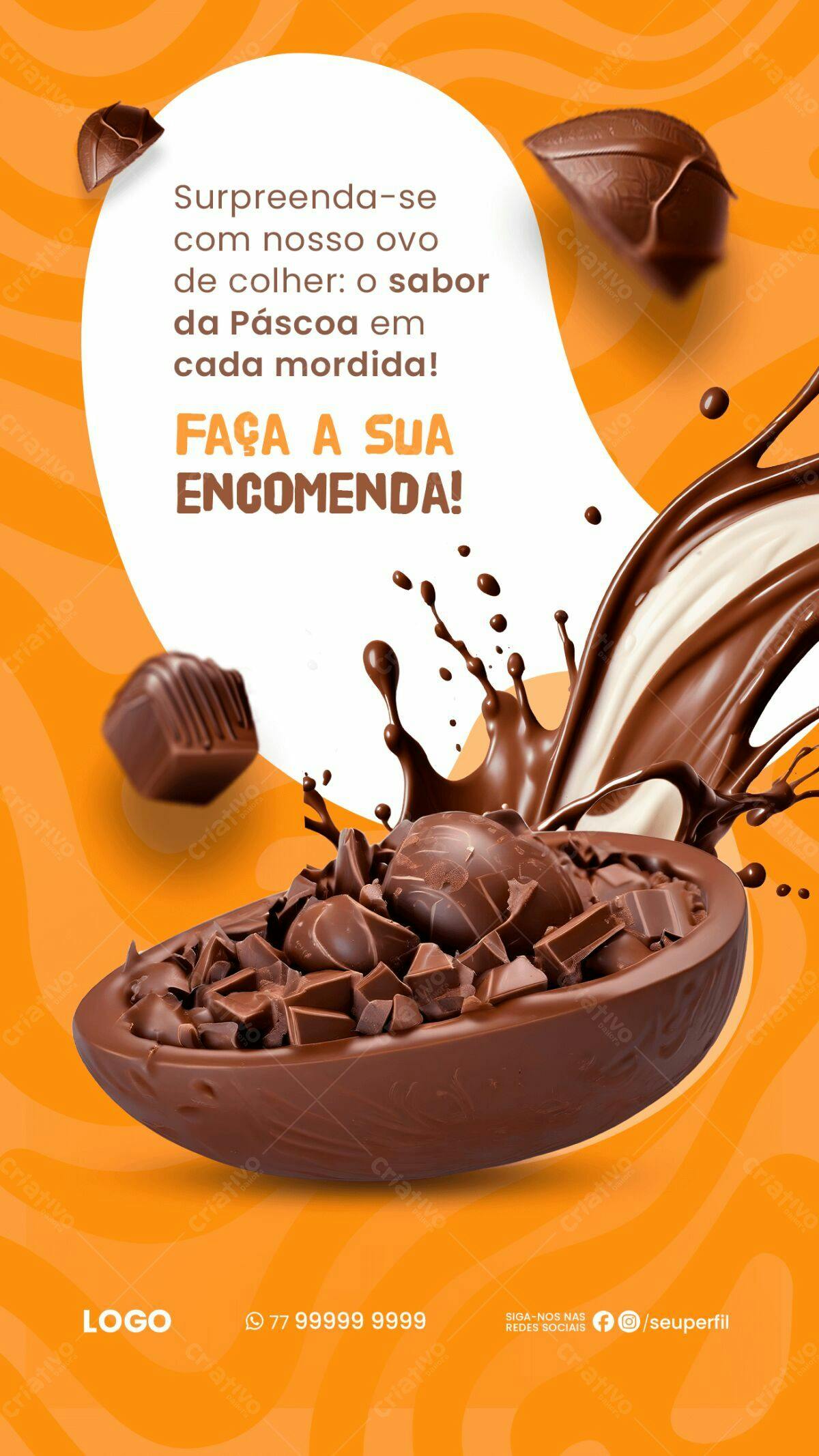 Flyer Páscoa Ovo de Colher PSD Editável