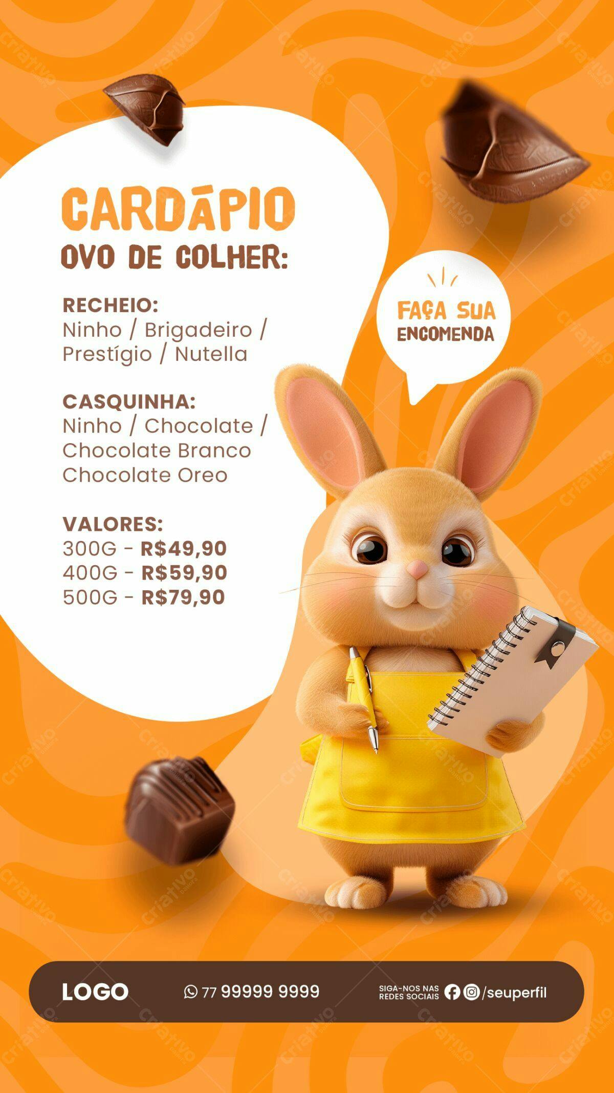 Cardápio Ovo de Colher PSD Editável