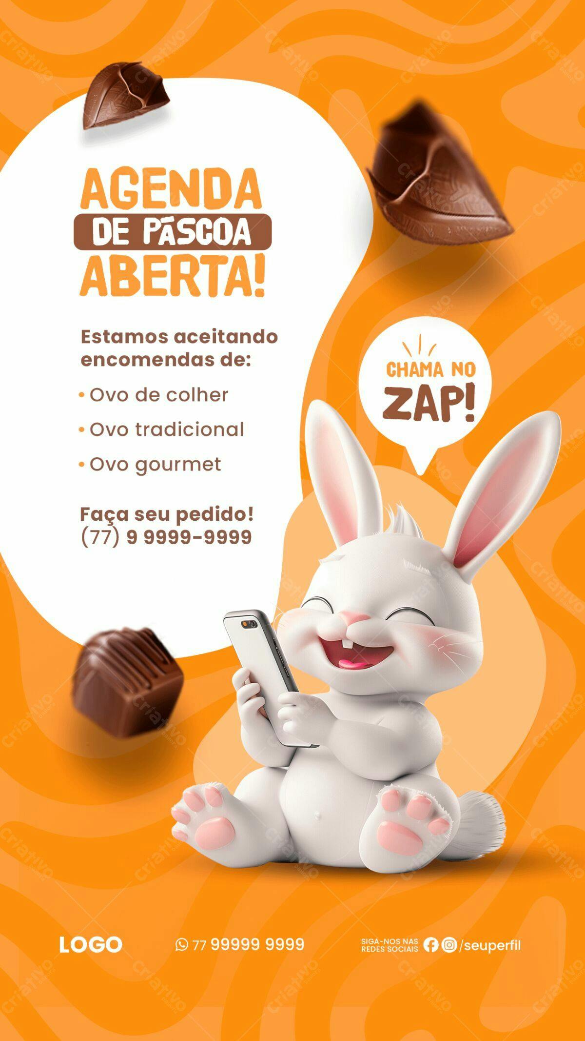 Flyer para Encomendas de Páscoa PSD Editável