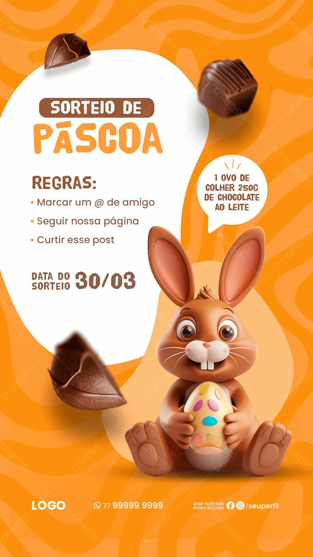 Flyer Sorteio de Páscoa PSD Editável