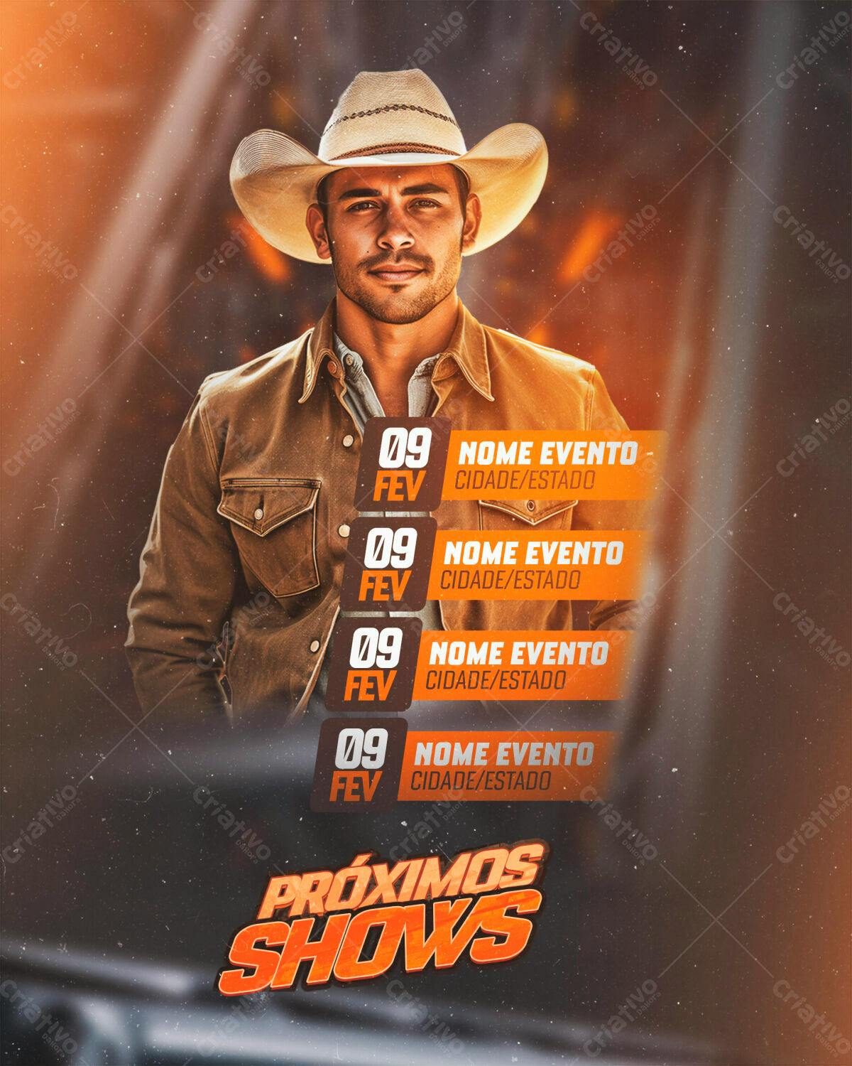 Flyer para Shows de Música Sertaneja PSD Editável