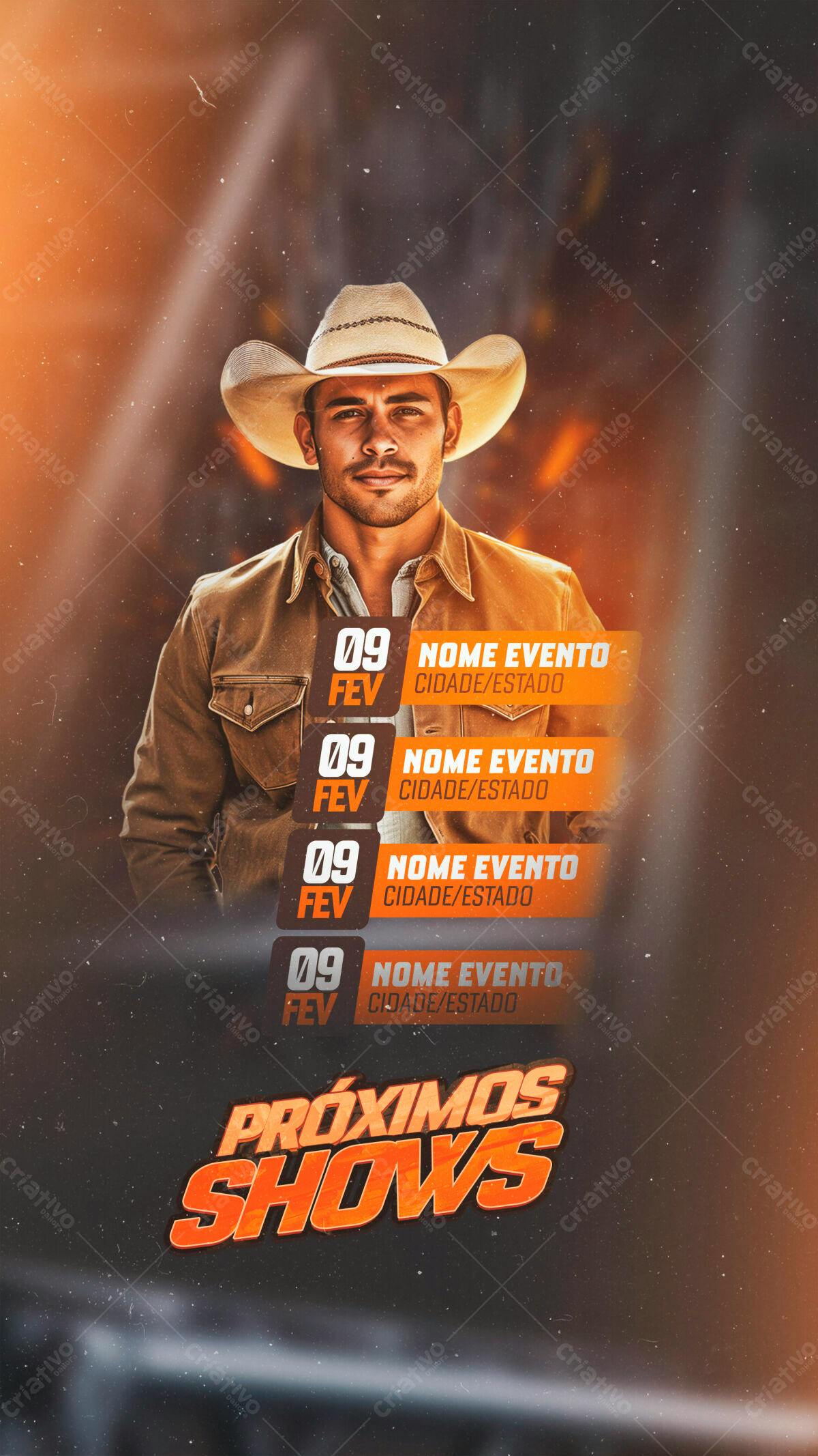 Flyer para Shows de Música Sertaneja PSD Editável