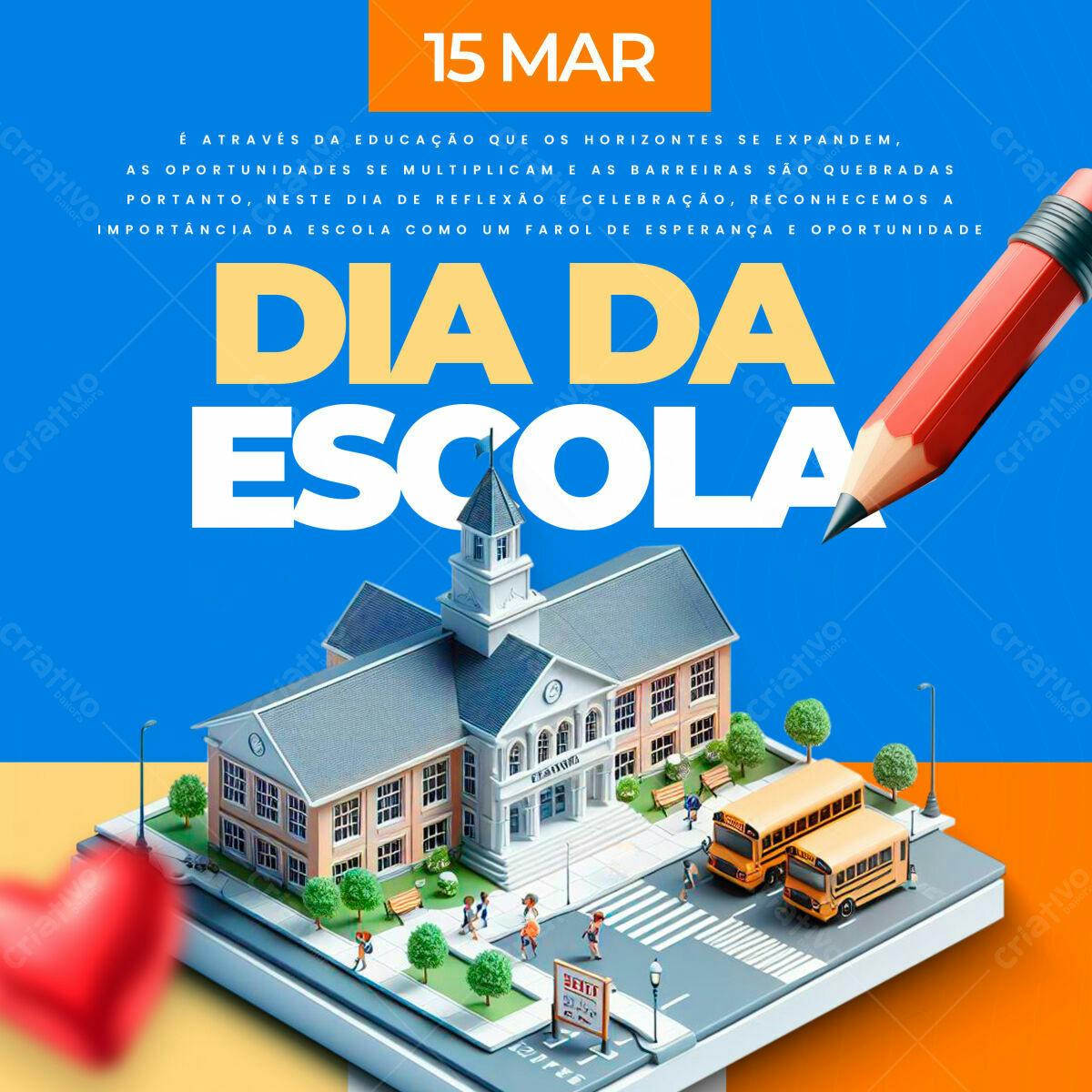 Flyer Dia da Escola PSD Editável