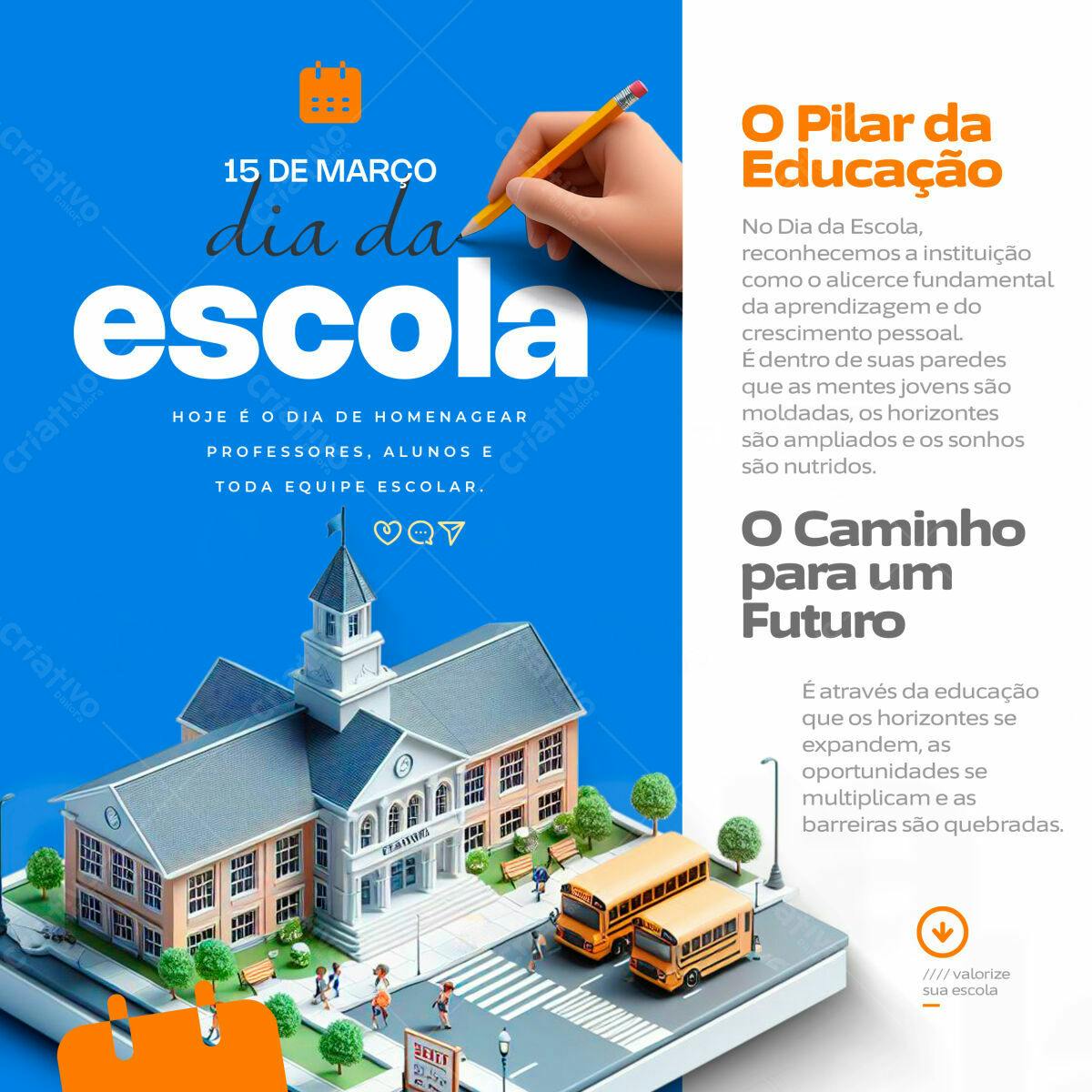 Flyer Dia da Escola PSD Editável
