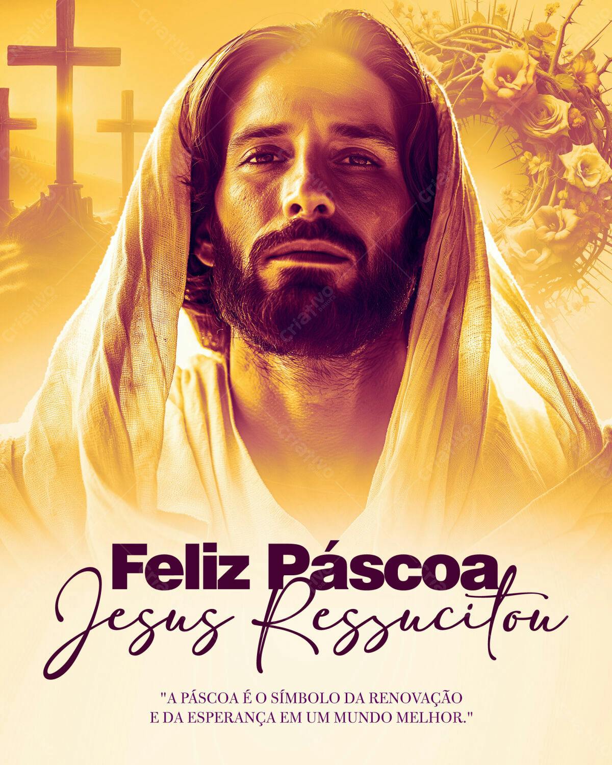 Flyer Páscoa Jesus Ressuscitou PSD Editável