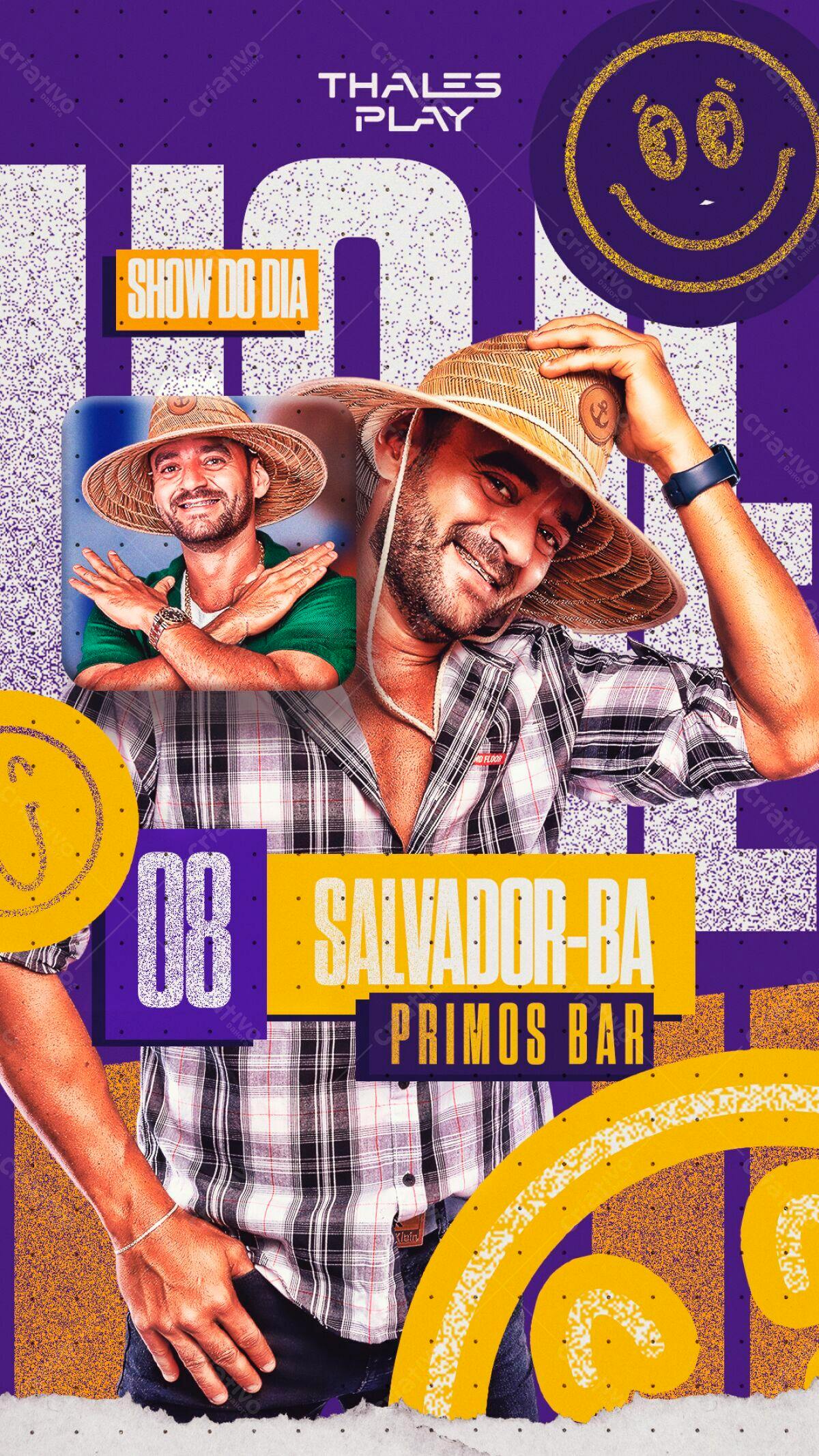 Flyer Show do Dia Thales Play PSD Editável