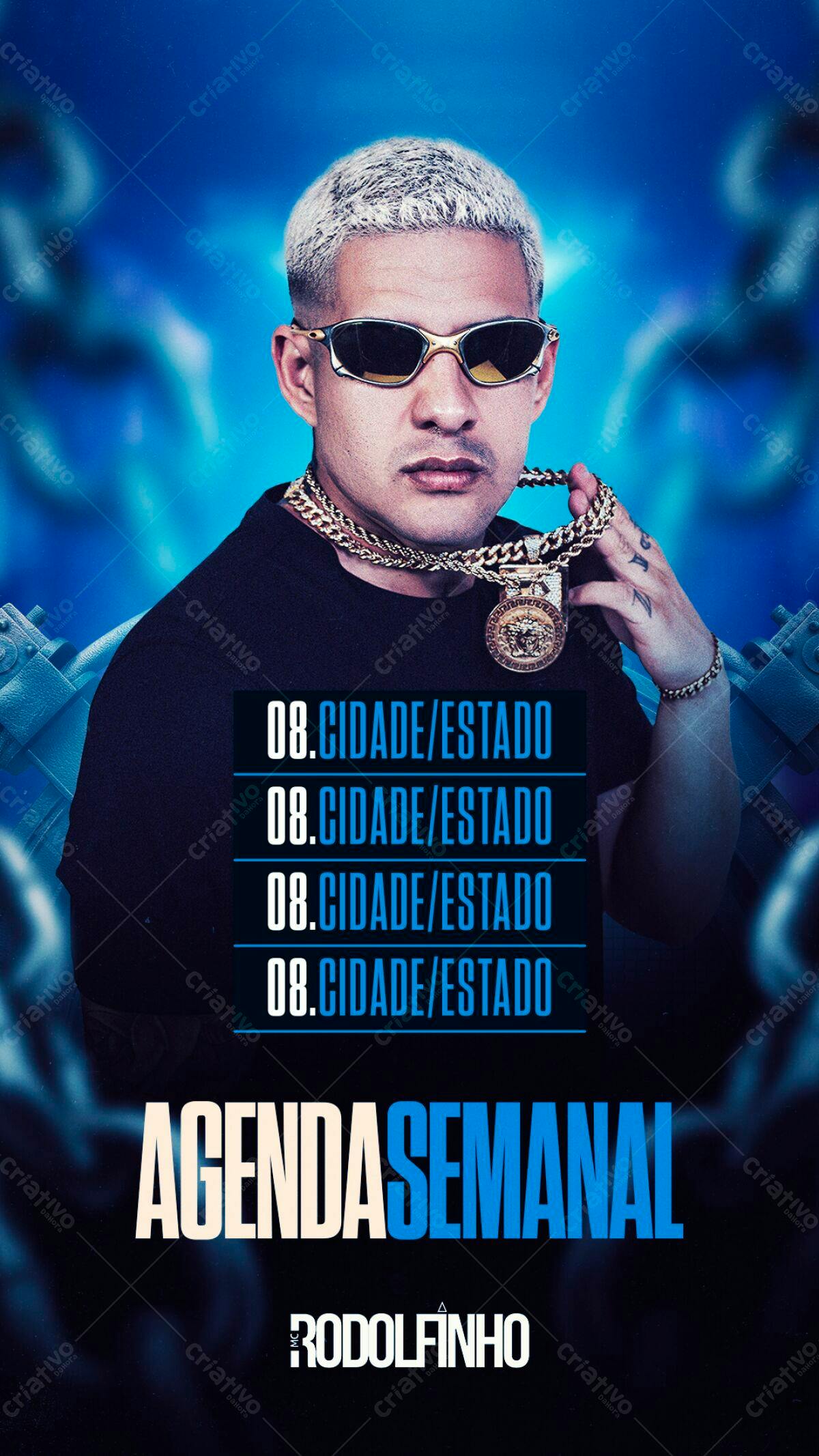 Flyer Agenda Semanal MC Rodolfinho PSD Editável