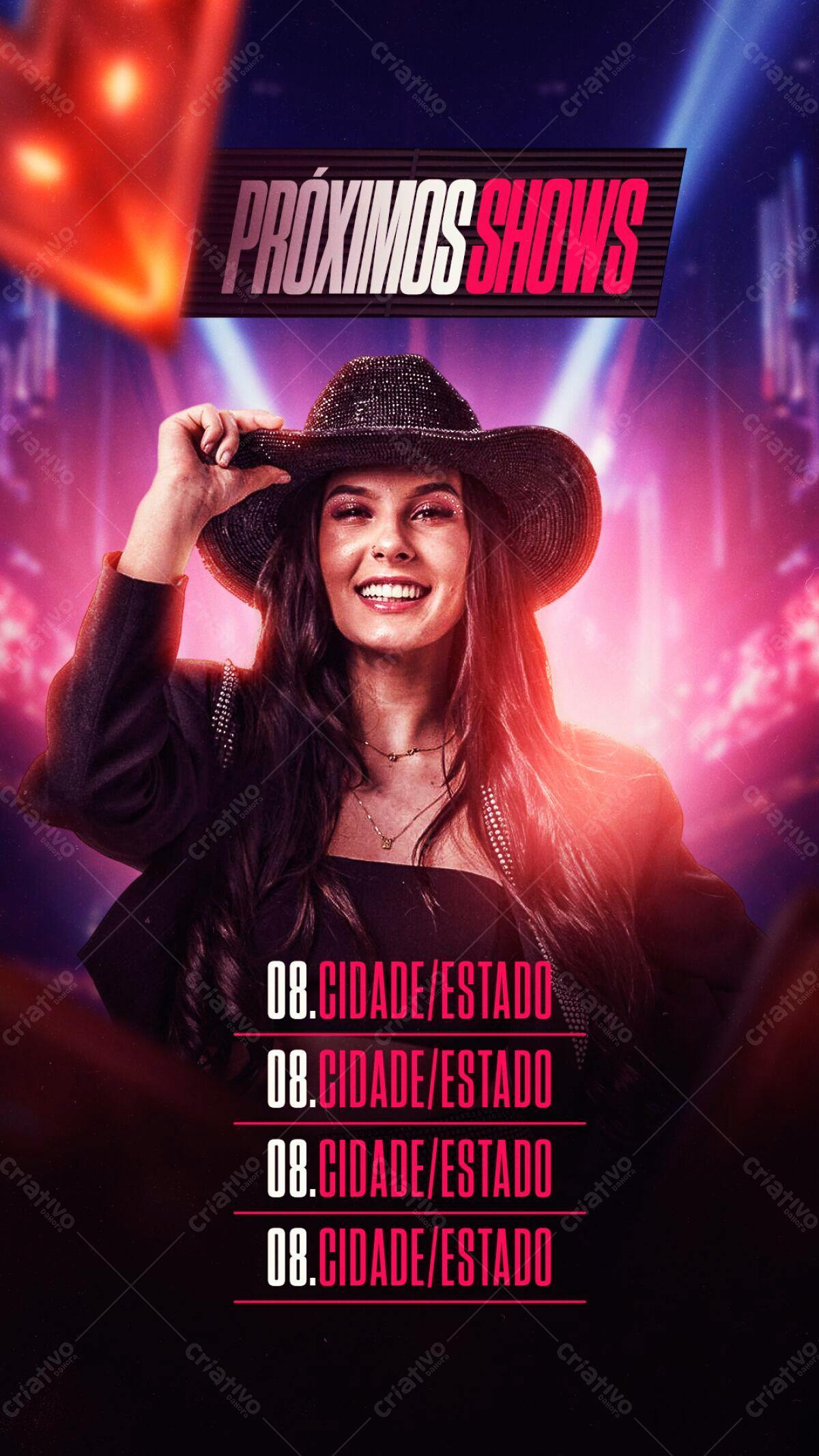 Flyer para Shows de Cantora Sertaneja PSD Editável