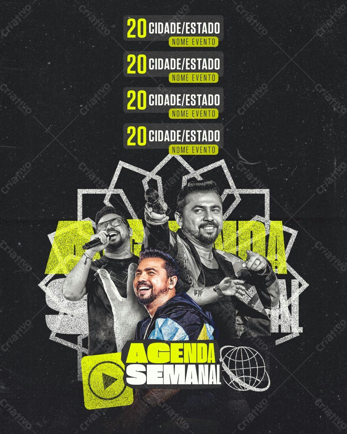 Flyer Agenda Semanal para Shows Musicais PSD Editável