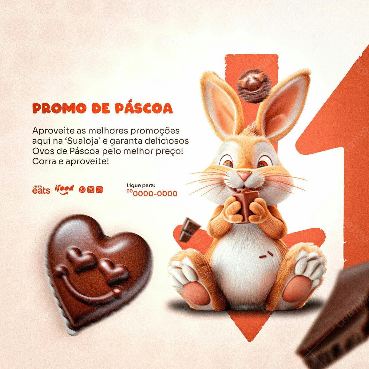 Flyer Promoção de Páscoa PSD Editável