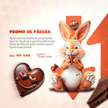 Promoção de páscoa psd social media editável