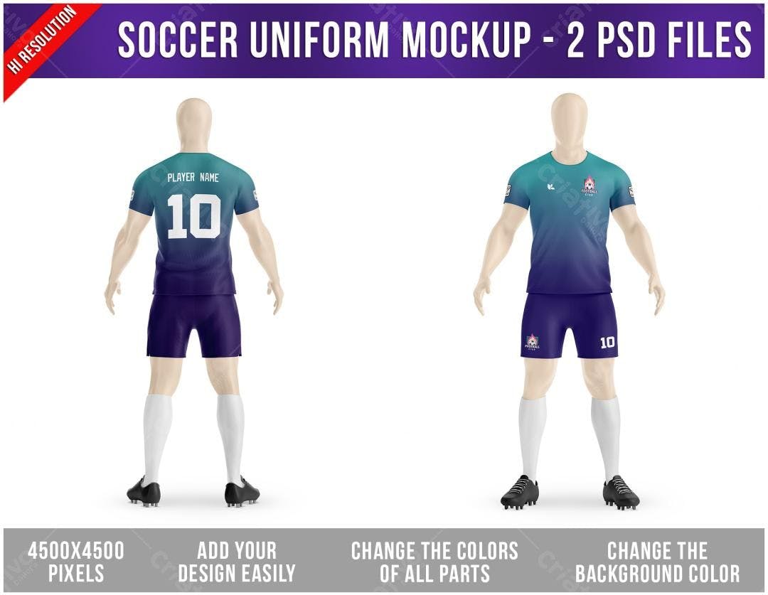 Mockup Uniforme de Futebol PSD Editável