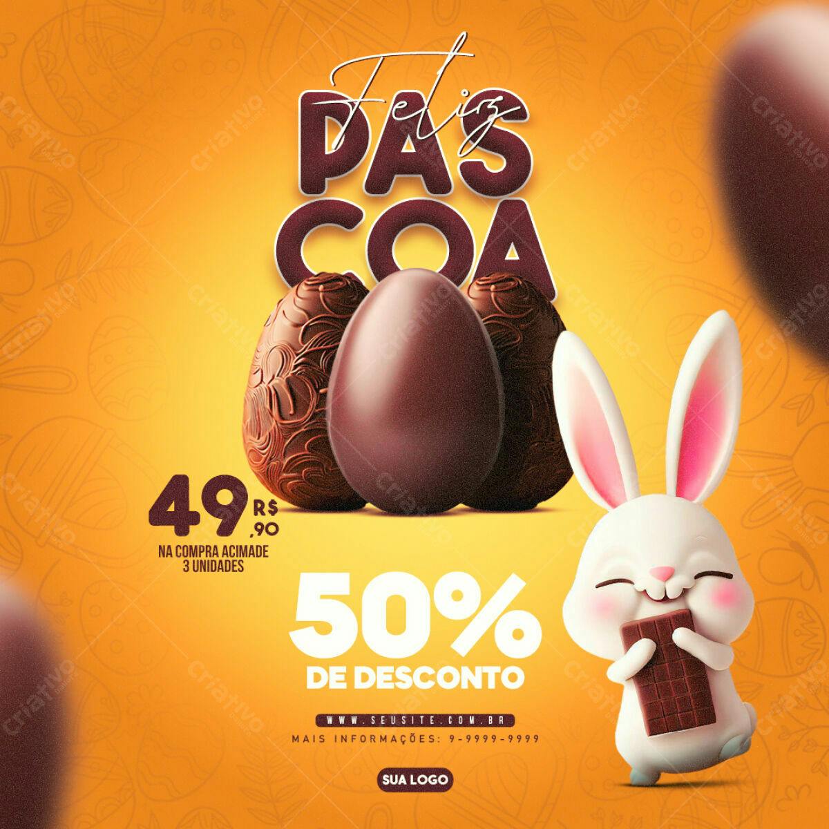 Flyer Páscoa com Ovos de Chocolate PSD Editável