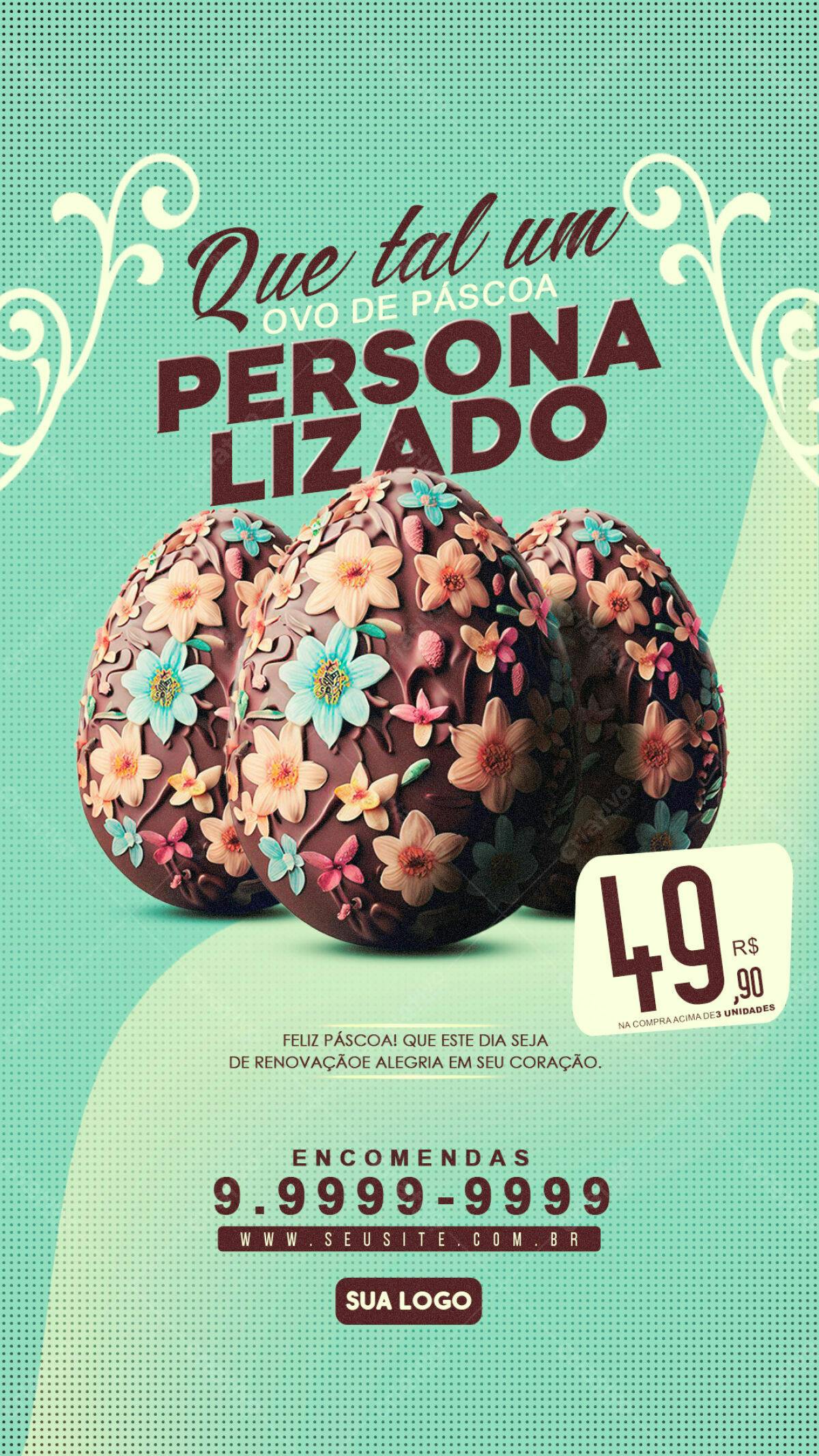 Flyer Páscoa Ovos Personalizados PSD Editável
