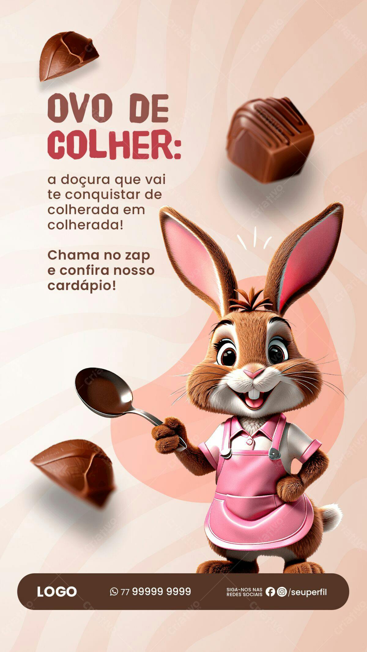 Flyer Páscoa Ovo de Colher PSD Editável