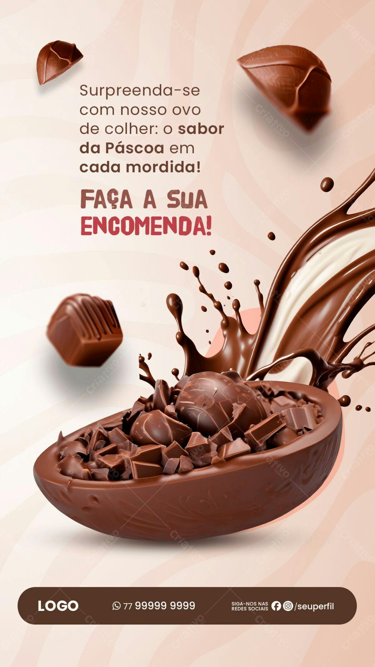 Flyer Páscoa Ovo de Colher PSD Editável