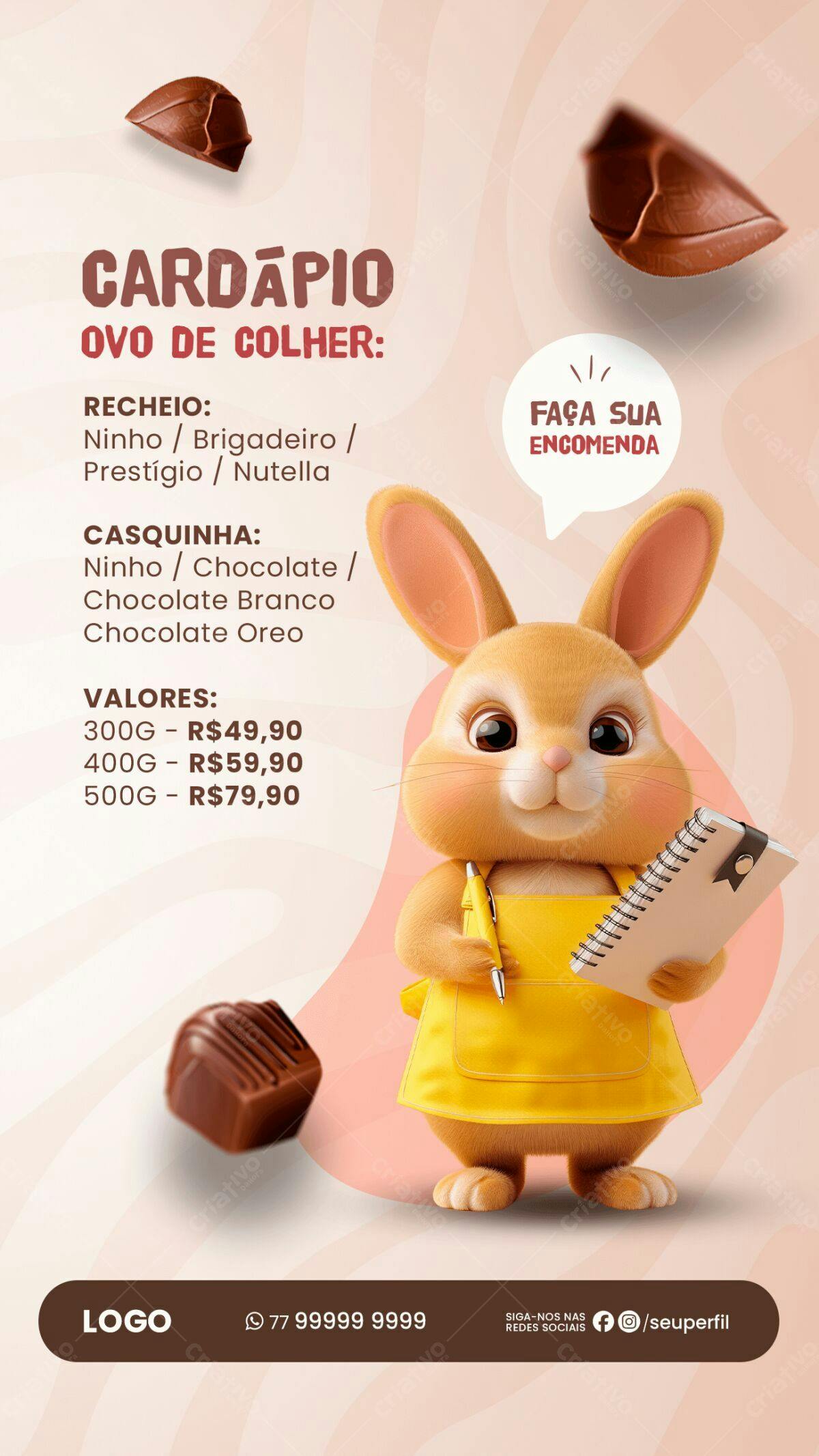 Cardápio Ovo de Colher PSD Editável