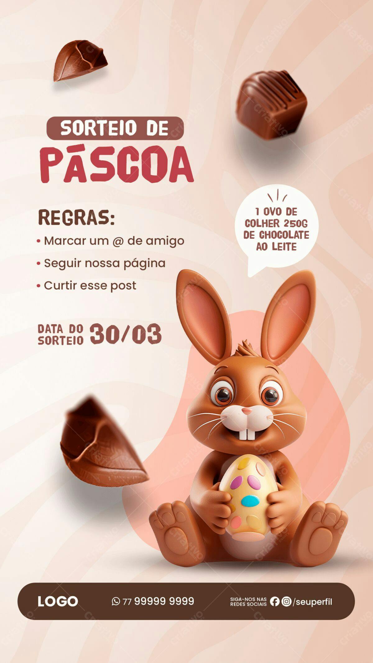 Flyer Sorteio Páscoa PSD Editável