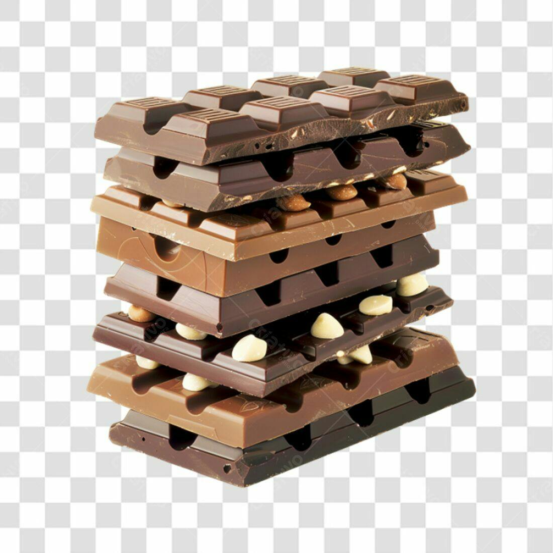 Imagem PNG de barras de chocolate com fundo transparente