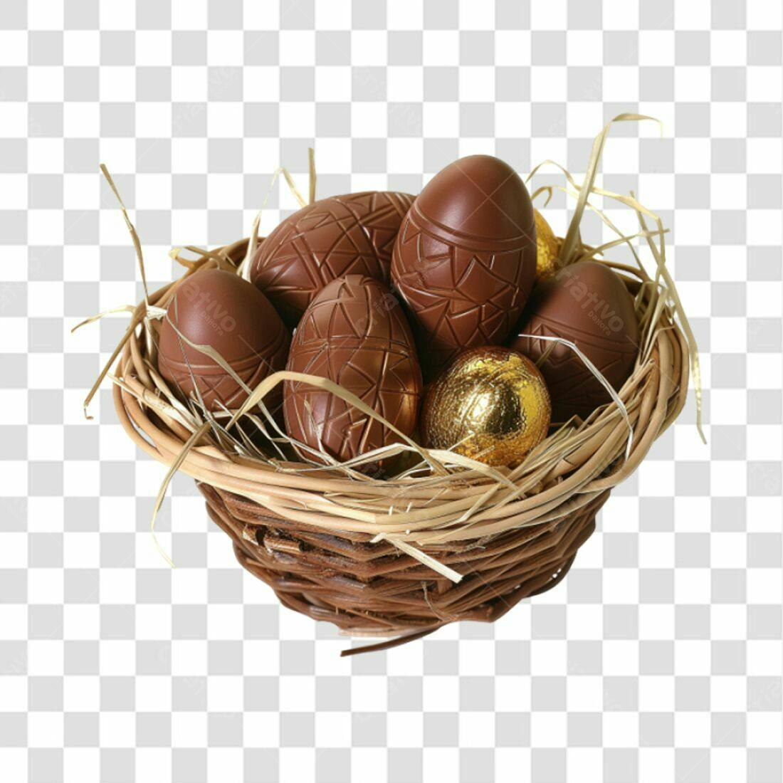 Imagem Páscoa Ovos Chocolate Cesta PNG com fundo transparente