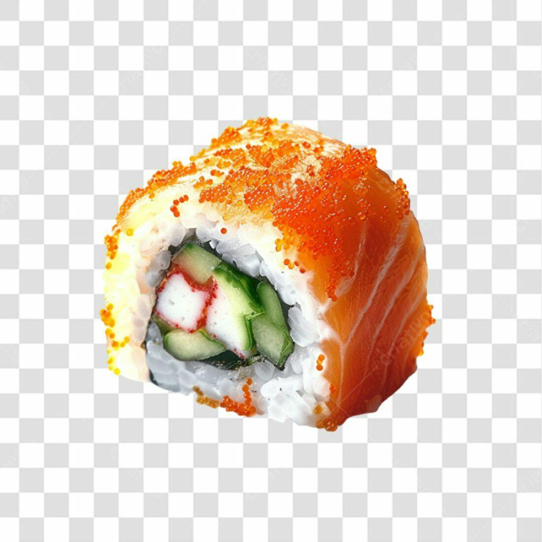 Icone Sushi Salmão e Tobiko PNG com fundo transparente