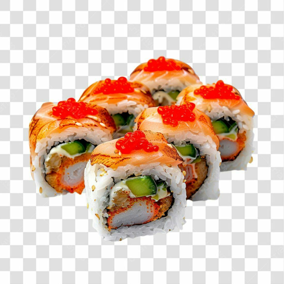 Icone Sushi Salmão e Ovas PNG com fundo transparente
