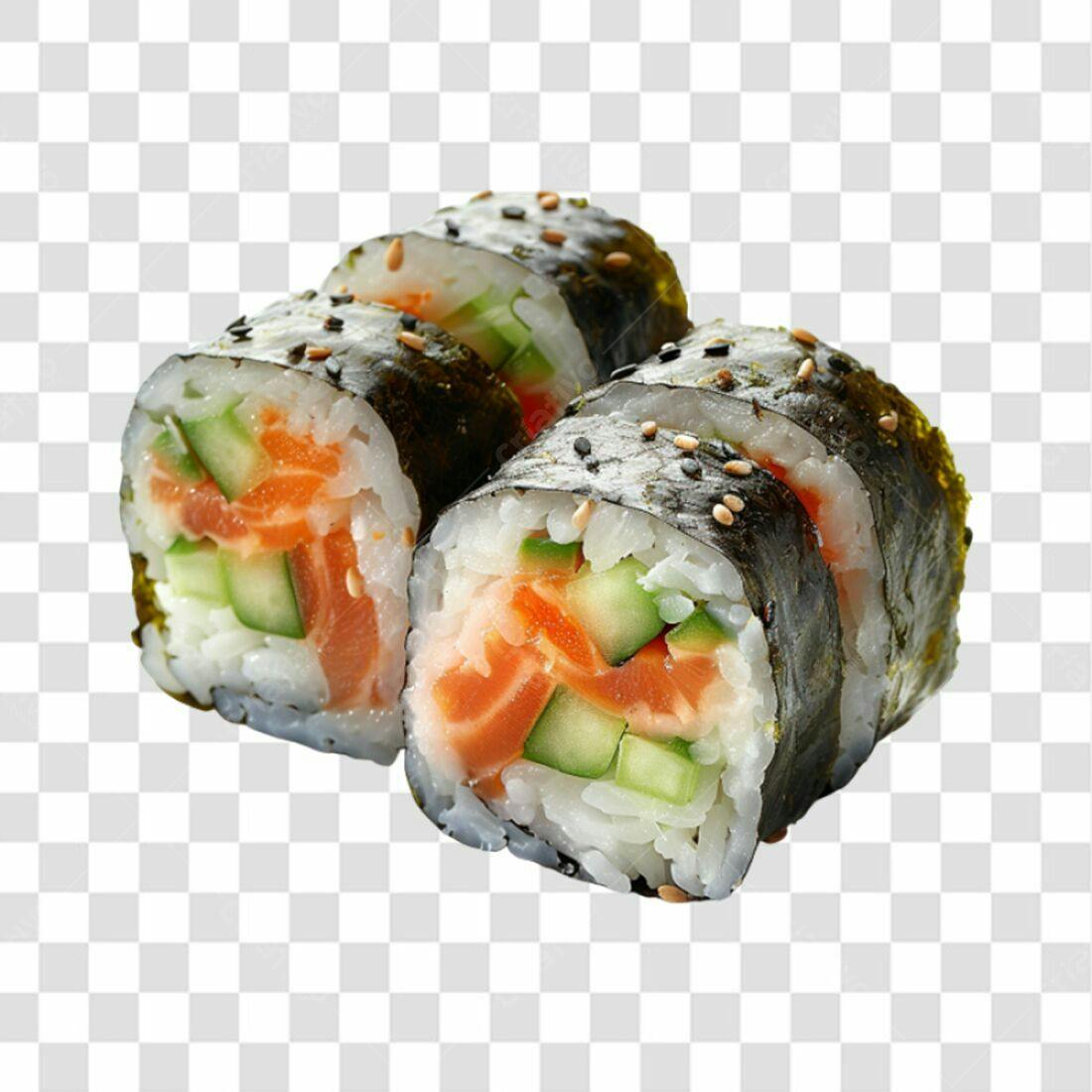 Icone Sushi Salmão e Pepino PNG com fundo transparente