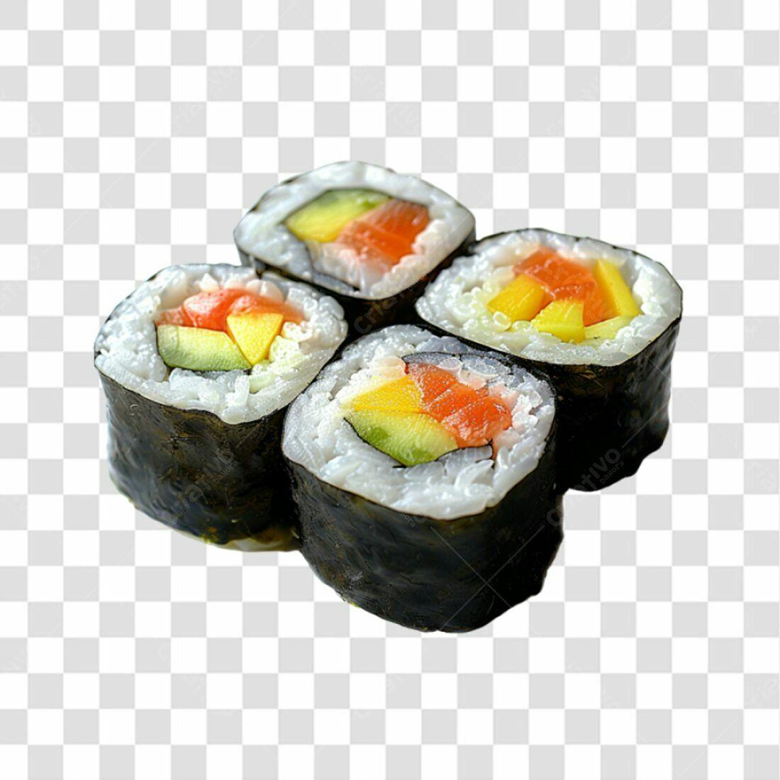 Icone de Sushi com Salmão Manga e Abacate PNG com fundo transparente