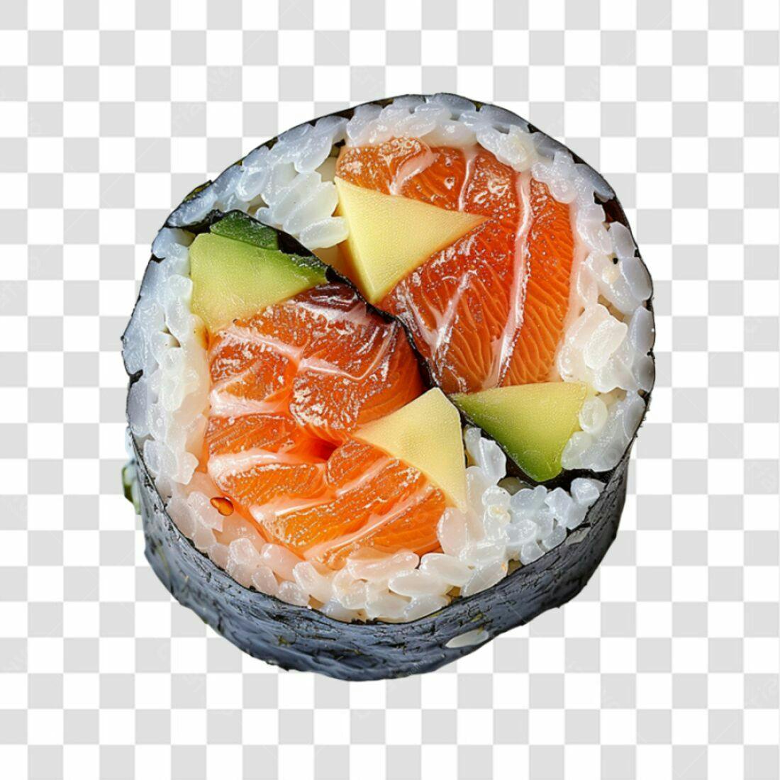 Icone Sushi Salmão e Abacate PNG com fundo transparente
