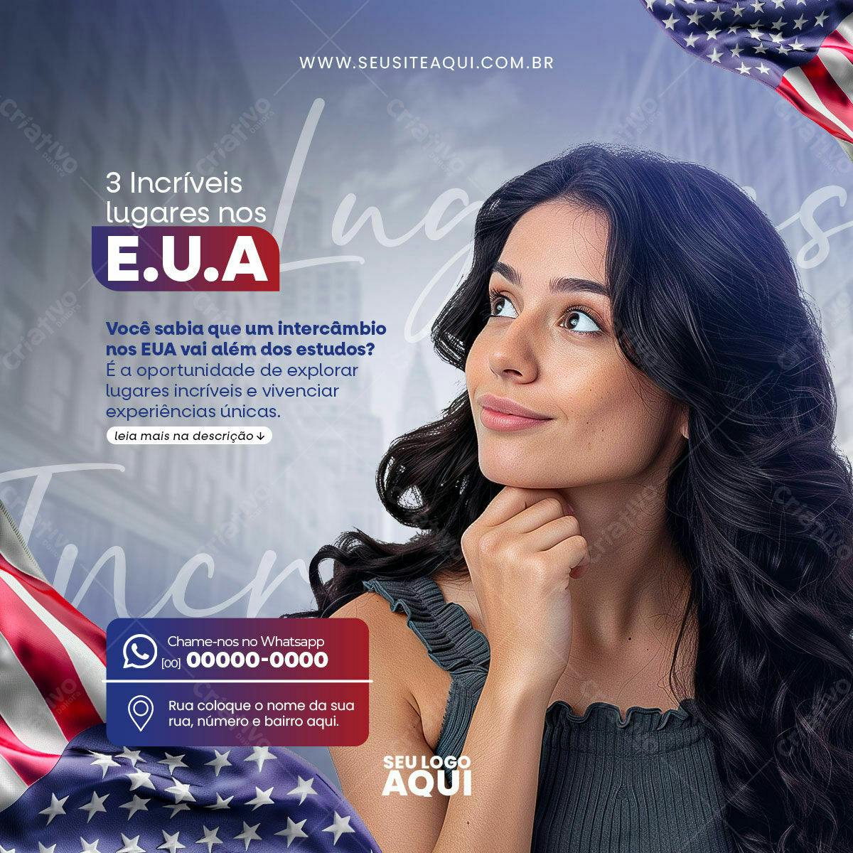 Flyer Intercâmbio EUA PSD Editável