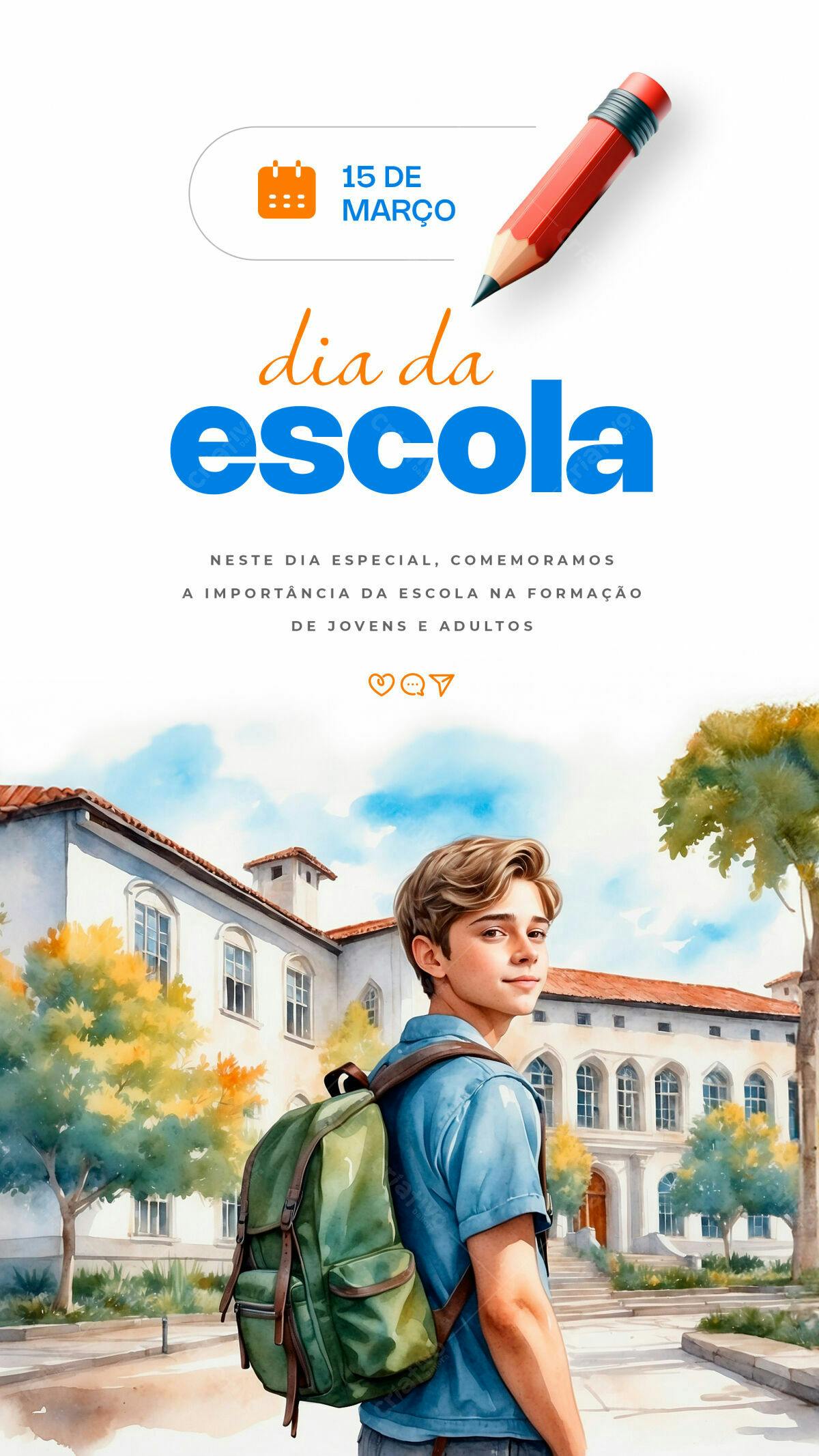 Flyer Dia da Escola PSD Editável