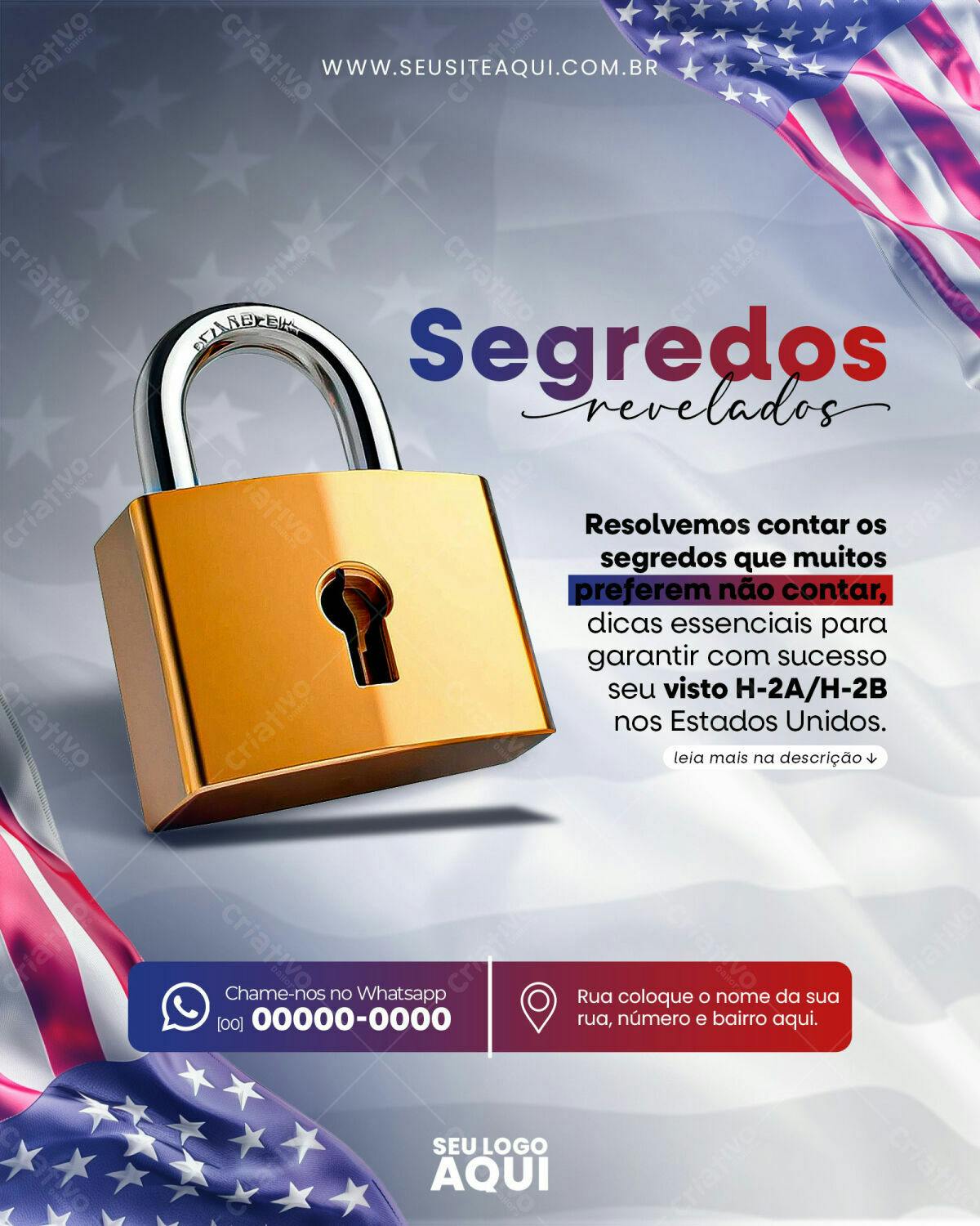 Flyer para Visto Americano H-2A/H-2B PSD Editável