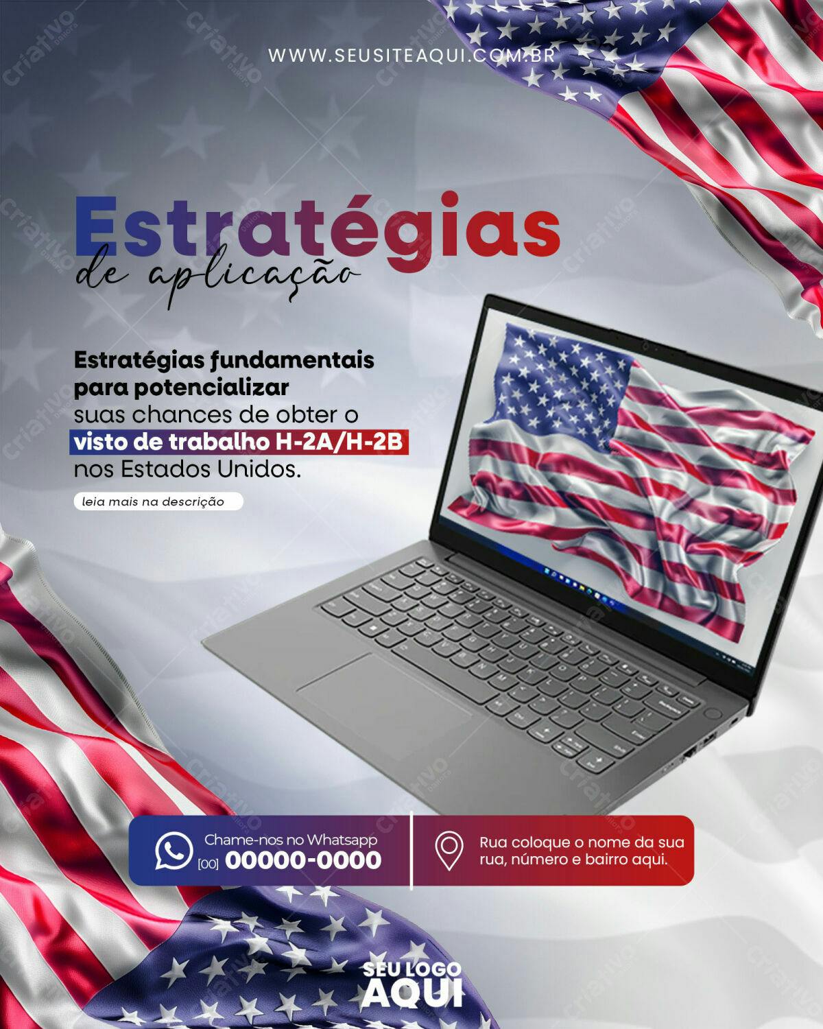 Flyer Visto Americano H-2A/H-2B PSD Editável