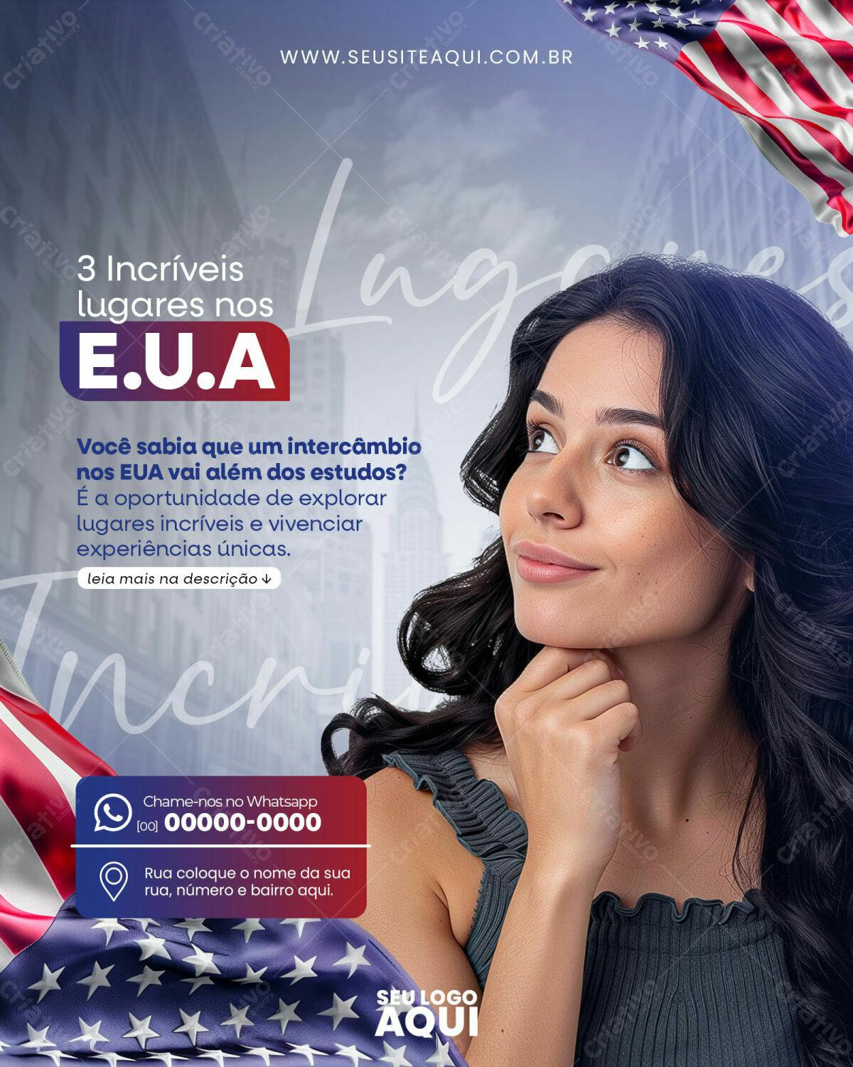 Flyer Intercâmbio EUA PSD Editável
