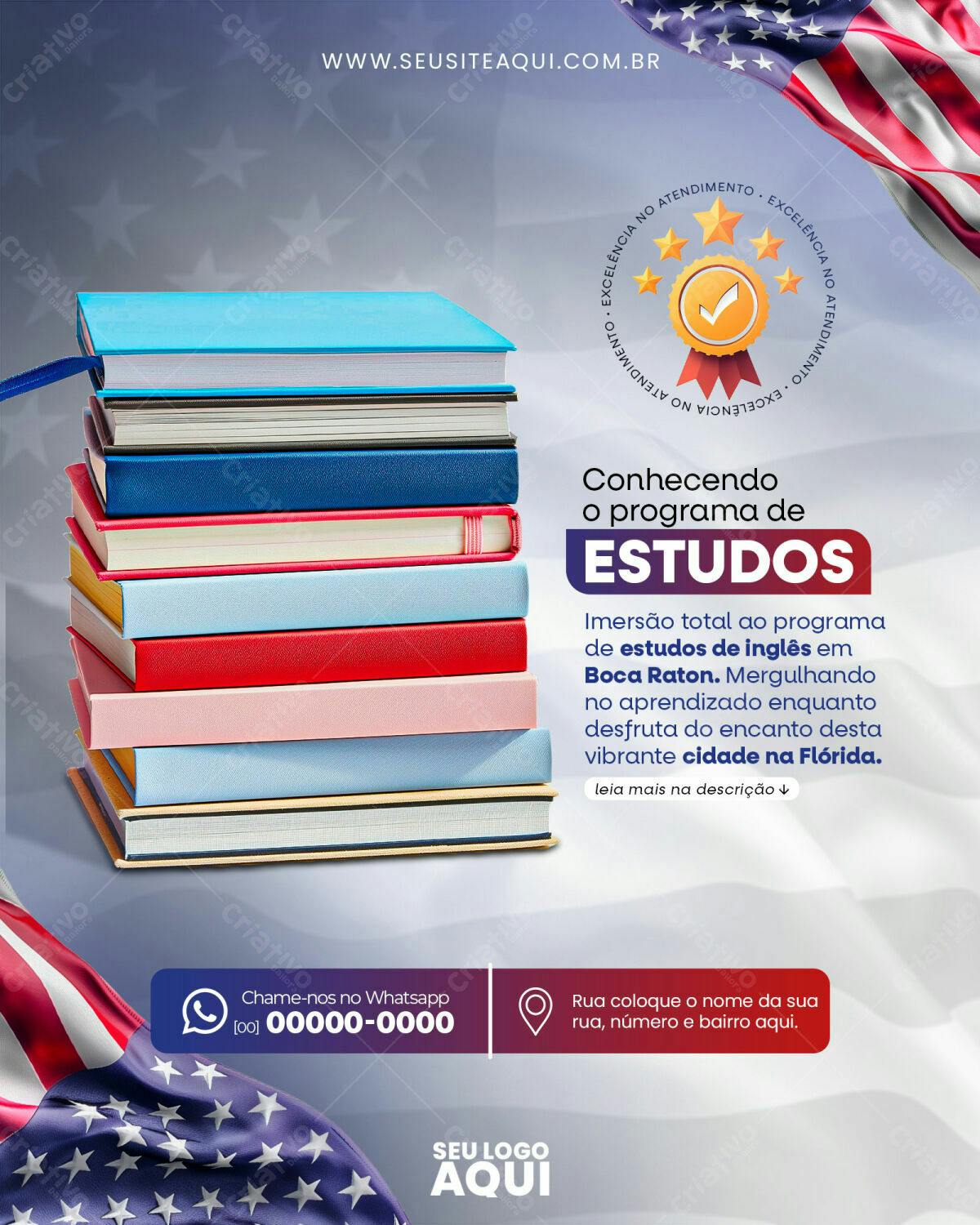 Flyer Programa de Estudos em Boca Raton PSD Editável