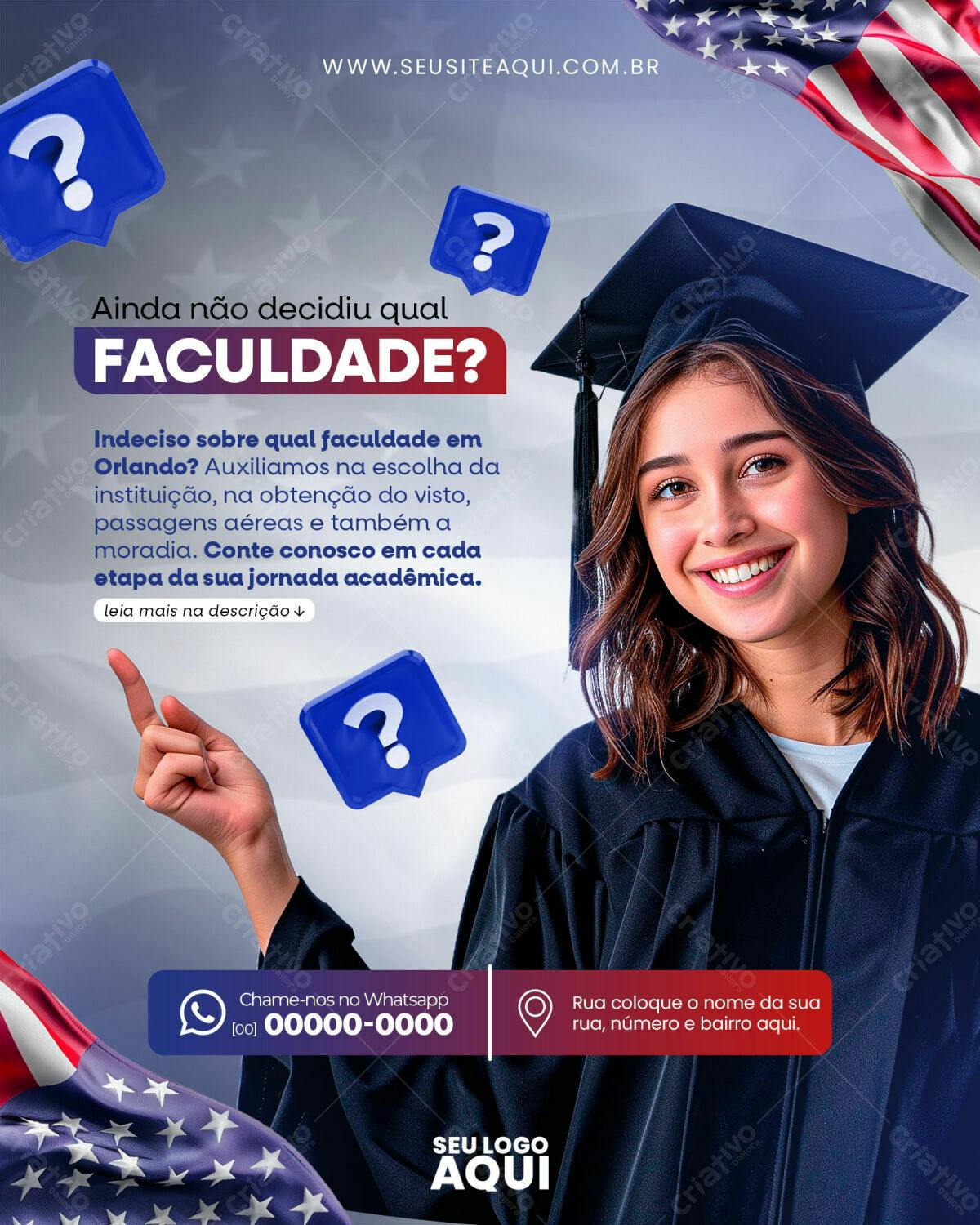 Flyer para Faculdade em Orlando PSD Editável