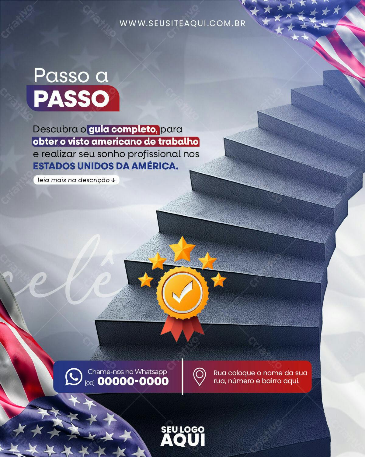 Flyer para Visto Americano PSD Editável