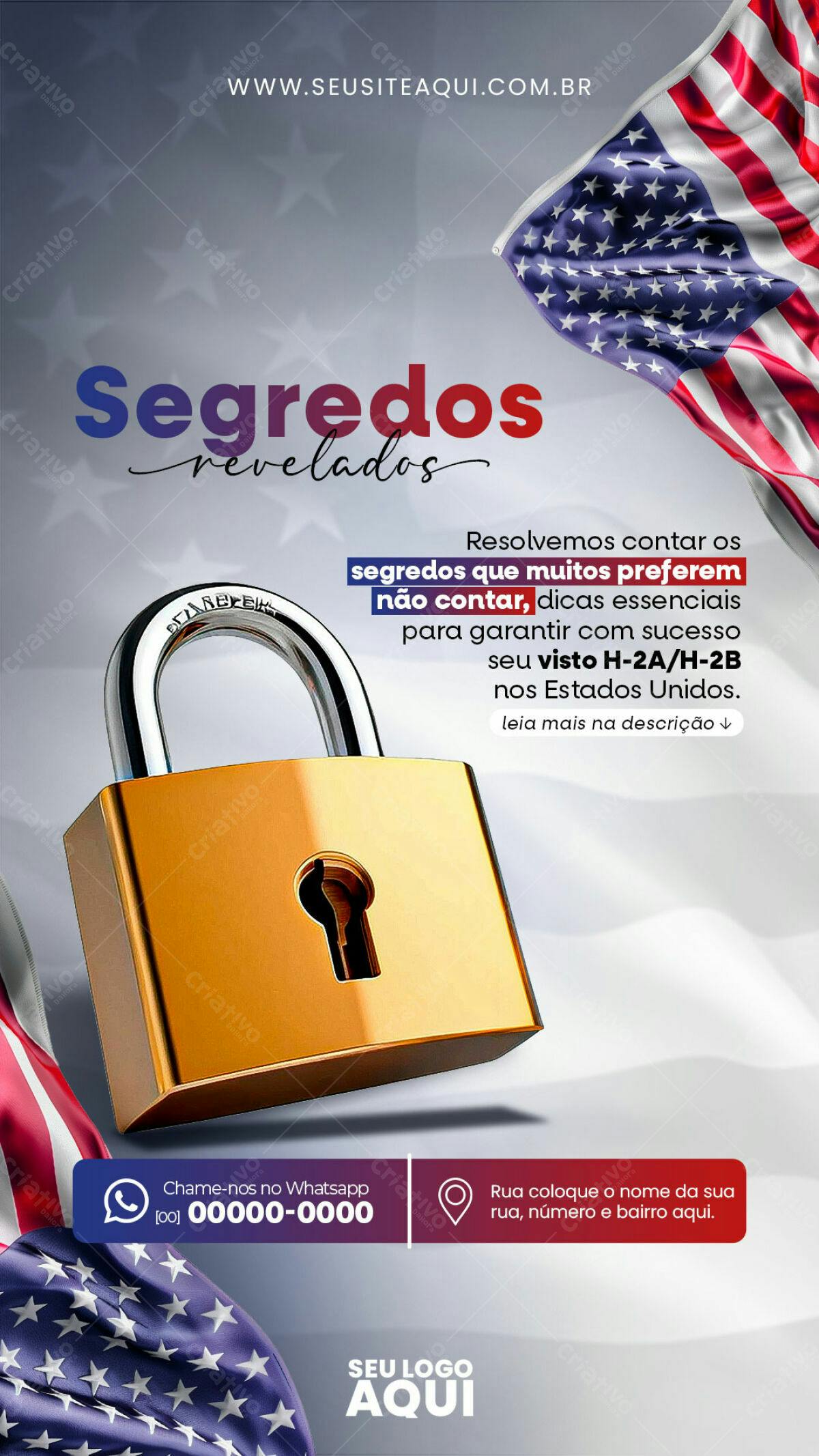 Flyer para Visto Americano H-2A/H-2B PSD Editável