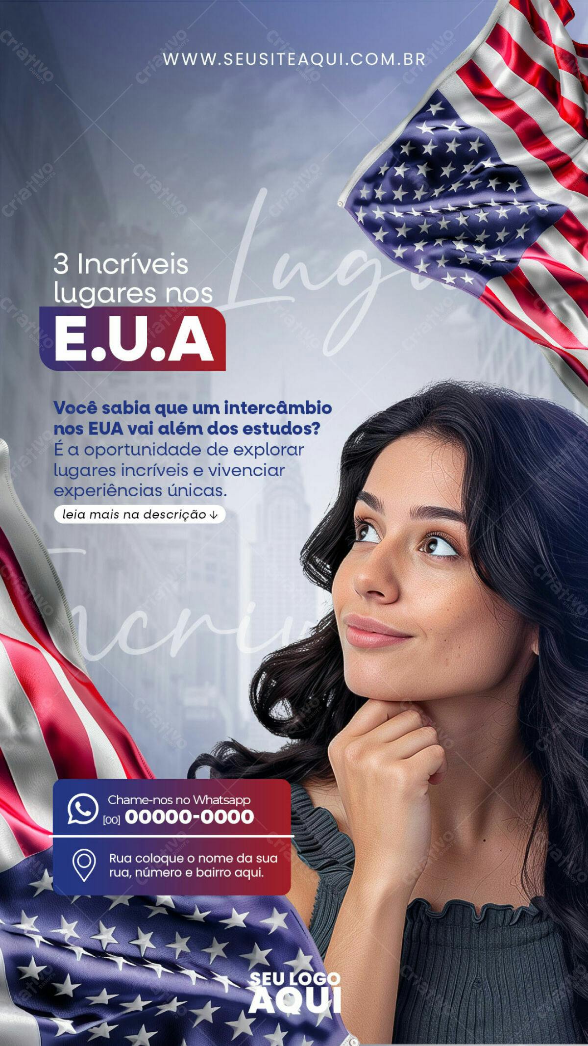 Flyer Intercâmbio EUA PSD Editável