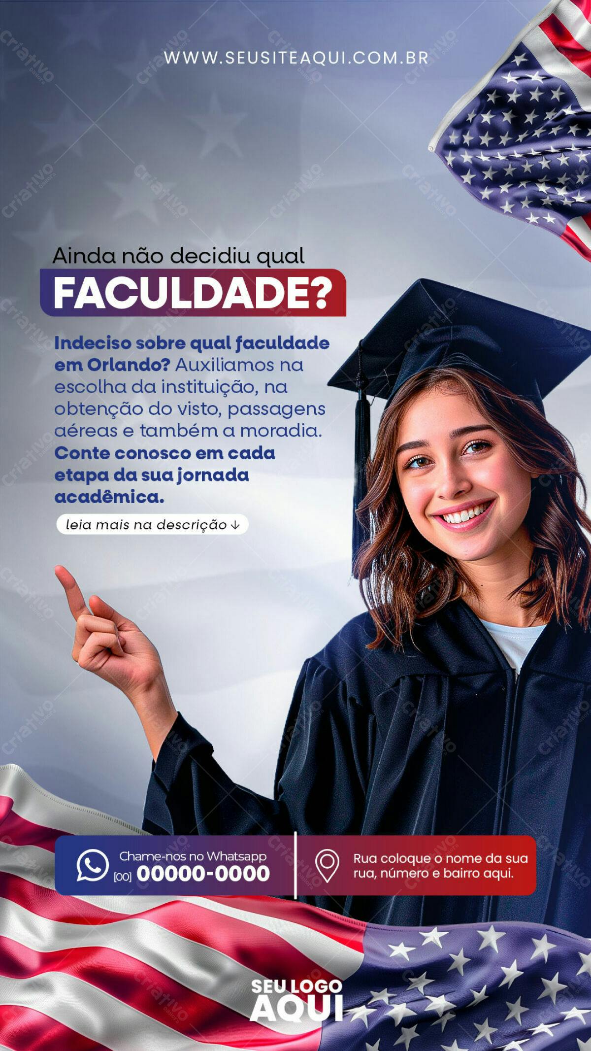 Flyer para Faculdade em Orlando PSD Editável