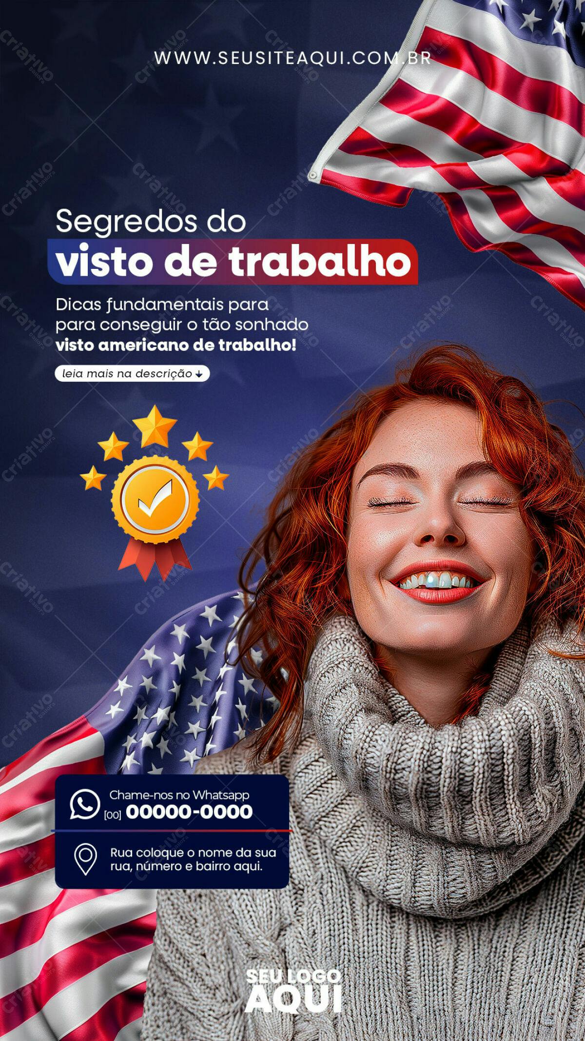 Flyer para Visto Americano PSD Editável