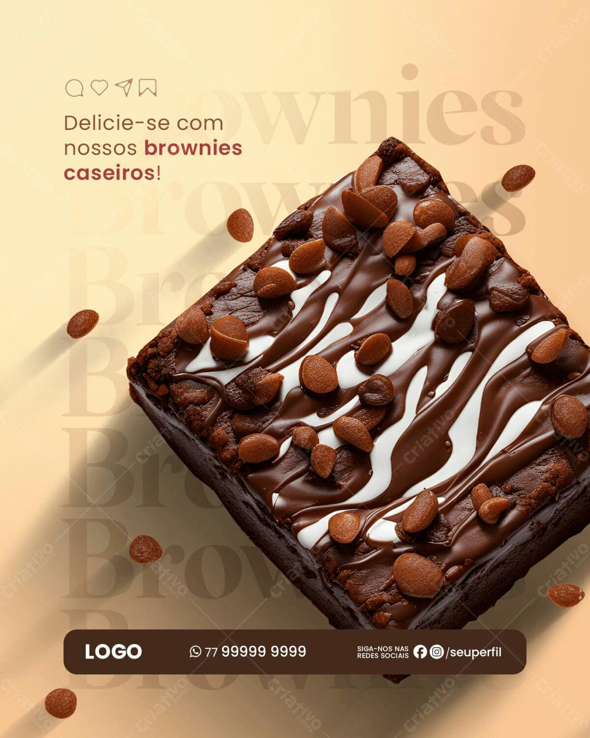 Postagem para Brownie Caseiro PSD Editável