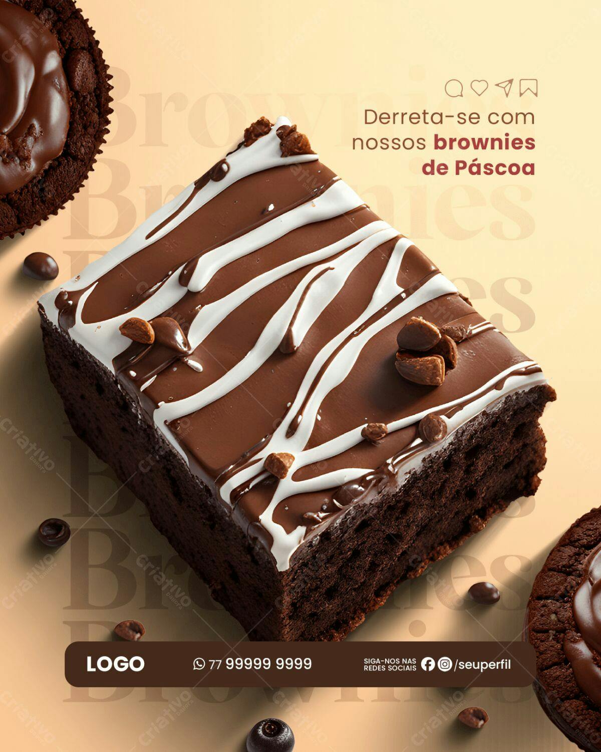 Postagem Instagram Brownie de Páscoa PSD Editável
